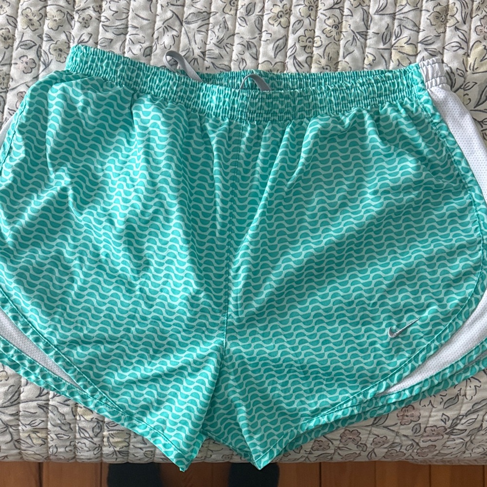 Nike Aqua and White Wave Shorts